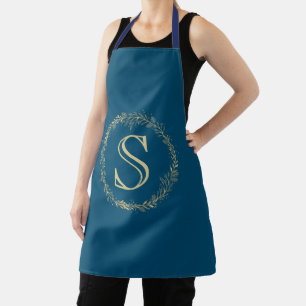 Gouden monogram lauwerkrans schort
