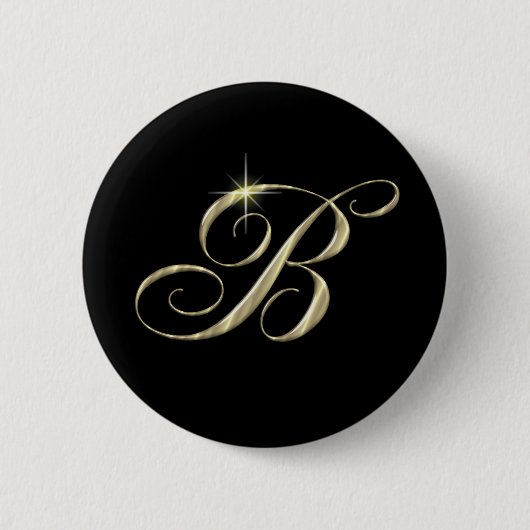 Gouden Monogram Letter B Ronde Button 5,7 Cm (Voorkant)