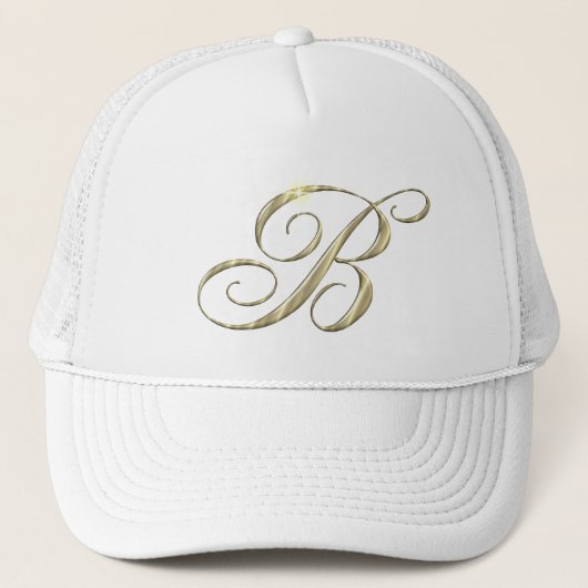 Gouden Monogram Letter B Trucker Pet (Voorkant)
