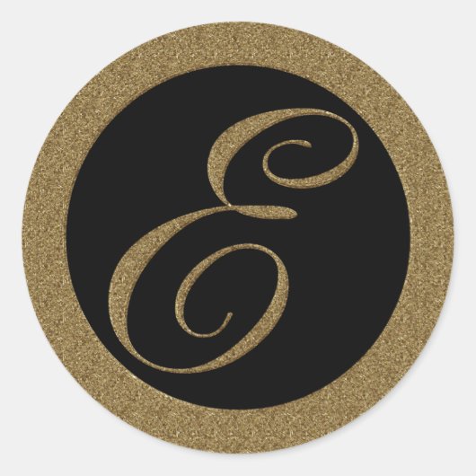 GOUDEN MONOGRAM LETTER E RONDE STICKER (Voorkant)