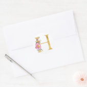 Gouden MONOGRAM letter H met bloemen Ronde Sticker (Envelop)
