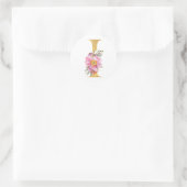 Gouden MONOGRAM letter I met bloemen Ronde Sticker (Tas)