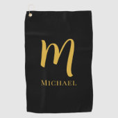 Gouden Monogram Letter Initiaal Elegante Sjabloon Golfhanddoek (Voorkant)
