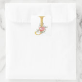 Gouden MONOGRAM letter J met bloemen Vierkante Sticker (Tas)