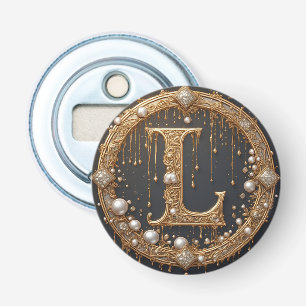 🌸 Gouden Monogram Letter L Elegante Huisstijl 🌸 Button Flesopener