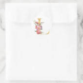 Gouden MONOGRAM letter L met bloemen Ronde Sticker (Tas)