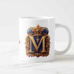 👑 Gouden Monogram Letter M Persoonlijk  Grote Koffiekop