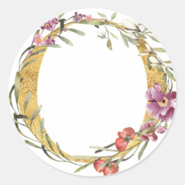 Gouden MONOGRAM letter O met bloem Ronde Sticker