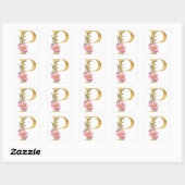 Gouden MONOGRAM letter P met bloem Vierkante Sticker (Vel)