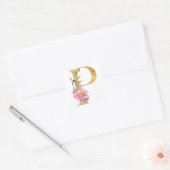 Gouden MONOGRAM letter P met bloem Vierkante Sticker (Envelop)
