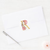 Gouden MONOGRAM letter R met bloem Ronde Sticker (Envelop)