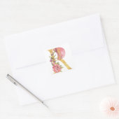 Gouden MONOGRAM letter R met bloem Vierkante Sticker (Envelop)