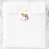 Gouden MONOGRAM letter S met bloem Ronde Sticker (Tas)