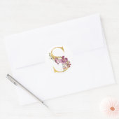 Gouden MONOGRAM letter S met bloem Ronde Sticker (Envelop)