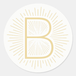 Gouden Monogram Letter Shining Gold Rays Ronde Sticker