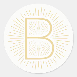 Gouden Monogram Letter Shining Gold Rays Ronde Sticker