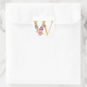 Gouden MONOGRAM letter W met bloem Vierkante Sticker (Tas)