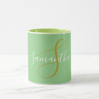 Gouden Monogram Letter & Witte Naam Mok