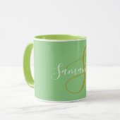 Gouden Monogram Letter & Witte Naam Mok (Voorkant links)