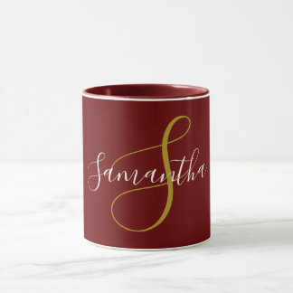 Gouden Monogram Letter & Witte Naam Mok