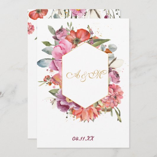 Gouden MONOGRAM letters TROUWEN PERSOONLIJK Kaart (Voorkant / Achterkant)