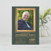 Gouden Monogram Logo  Foto Lijst Afscheid Kaart (Staand voorkant)