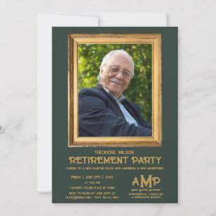 Gouden Monogram Logo Foto Lijst Afscheid Kaart