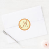 Gouden Monogram M Damask Bruiloft Sticker (Envelop)