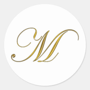 Gouden Monogram M Envelop Seal Sticker Label