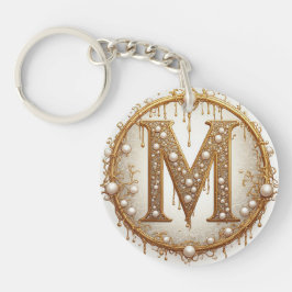 Gouden Monogram M Initiaal Cadeau Voor Haar Sleutelhanger