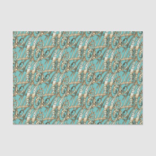   Gouden Monogram M-Weefseldocument Tissuepapier (Voorkant)