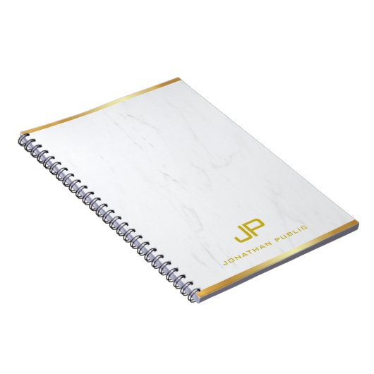 Gouden Monogram Marmer Modern Sjabloon Professione Notitieboek (Rechterzijde)