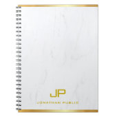Gouden Monogram Marmer Modern Sjabloon Professione Notitieboek (Voorkant)