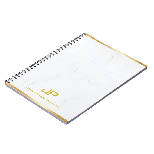 Gouden Monogram Marmer Moderne Sjabloon Profession Notitieboek (Linkerzijde)