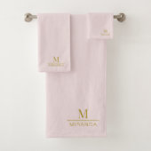 Gouden Monogram Minimalistisch Modern Blush Roze Bad Handdoek (Insitu)