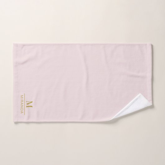 Gouden Monogram Minimalistisch Modern Blush Roze Bad Handdoek (Handdoek)