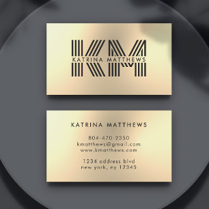 Gouden Monogram Modern Metallic Professional Visitekaartje