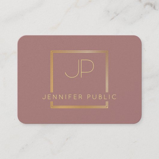 Gouden Monogram Moderne Luxe Professioneel Visitekaartje (Voorkant)