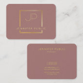 Gouden Monogram Moderne Luxe Professioneel Visitekaartje (Voorkant / Achterkant)