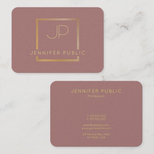 Gouden Monogram Moderne Luxe Professioneel Visitekaartje (Voorkant / Achterkant)