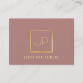 Gouden Monogram Moderne Sjabloon Luxe Premium Zijd Visitekaartje (Voorkant)