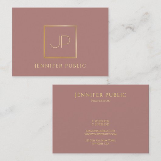 Gouden Monogram Moderne Sjabloon Luxe Premium Zijd Visitekaartje (Voorkant / Achterkant)