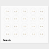 Gouden Monogram Moderne Trouw Ronde Sticker (Vel)