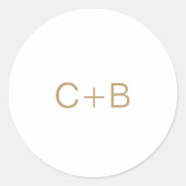 Gouden Monogram Moderne Trouw Ronde Sticker (Voorkant)