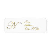 Gouden Monogram N Adresetiketten Etiket (Voorkant)