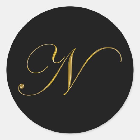 Gouden Monogram N Enveloppe Zegel Label Sticker (Voorkant)