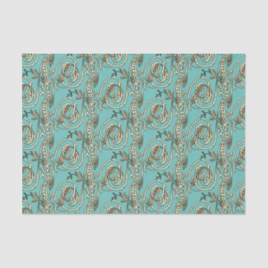   Gouden Monogram N-Weefseldocument Tissuepapier (Voorkant)