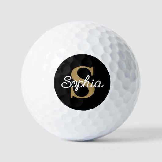 Gouden Monogram Naam Elegante Dames Golfballen (Voorkant)
