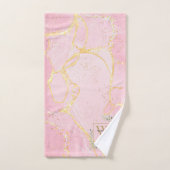 Gouden Monogram Naam Groene Pink Agaat Geode Bad Handdoek (Handdoek)