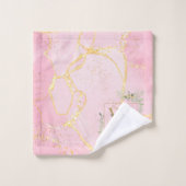 Gouden Monogram Naam Groene Pink Agaat Geode Bad Handdoek (Wasdoekje)